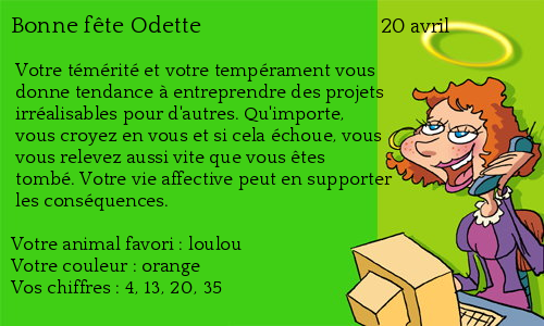 Carte bonne fête Odette