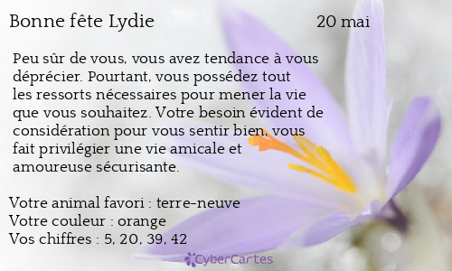 Carte bonne fête Lydie