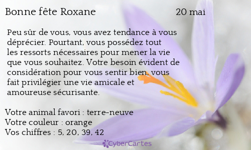 Carte bonne fête Roxane