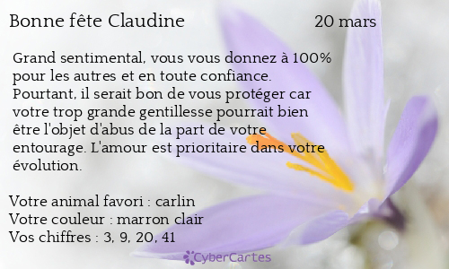 Carte Bonne Fete Claudine Mars