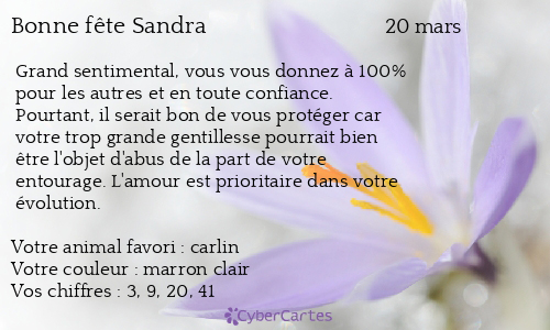 Carte Bonne Fete Sandra Mars