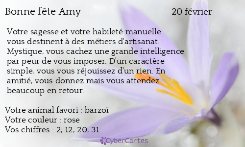 Carte bonne fête Amy