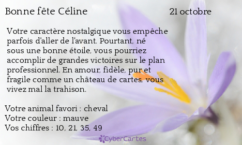 Carte Bonne Fete Celine 21 Octobre