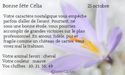 Carte bonne fête Célia