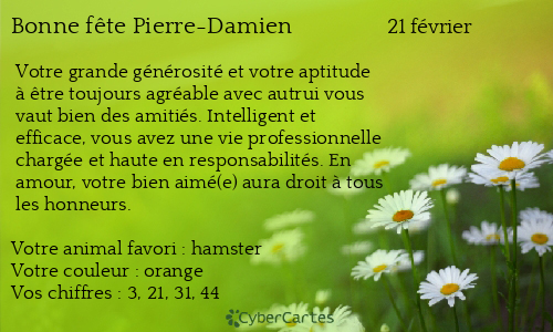 Carte bonne fête Pierre-Damien