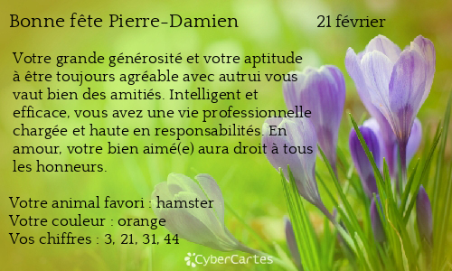 Carte bonne f&ecirc;te Pierre-Damien