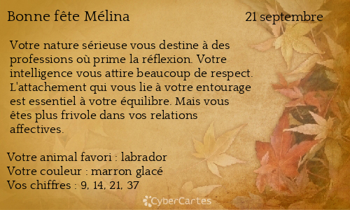 Carte bonne fête Mélina