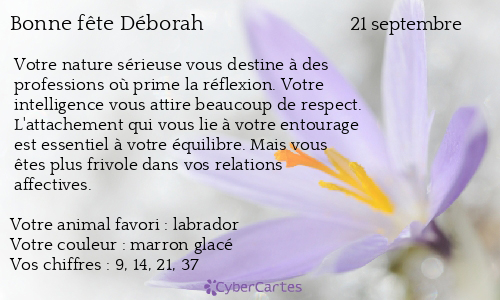 Carte bonne fête Déborah