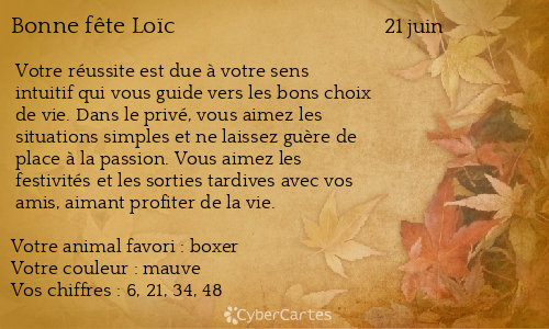 Carte Bonne Fete Loic 21 Juin