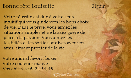 Carte bonne fête Louisette