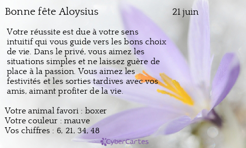 Carte bonne fête Aloysius