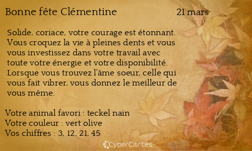 Carte bonne fête Clémentine