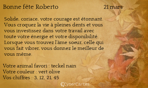 Carte bonne fête Roberto