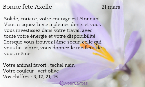 Carte bonne fête Axelle