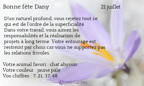 Carte bonne f&ecirc;te Dany