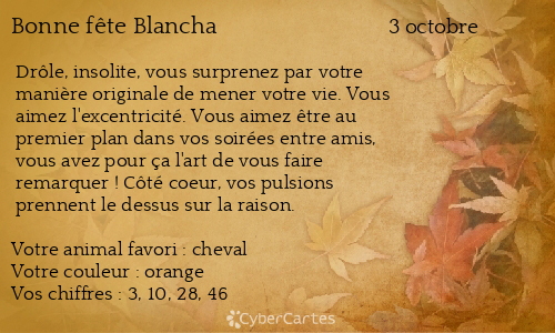Carte bonne fête Blancha