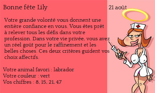Carte bonne fête Lily