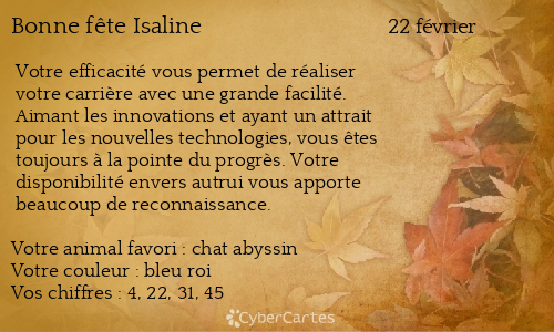 Carte bonne fête Isaline
