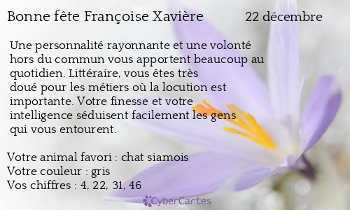 Carte Bonne Fete Francoise Xaviere 22 Decembre