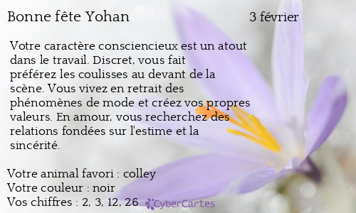 Carte bonne fête Yohan