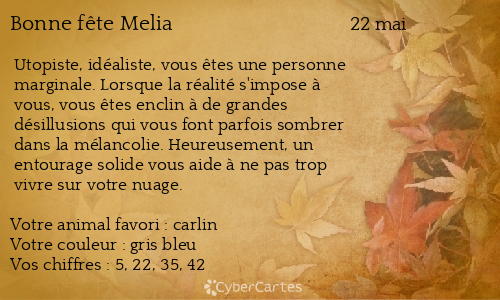 Carte bonne fête Melia