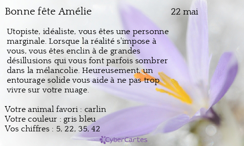 Carte Bonne Fete Amelie 22 Mai