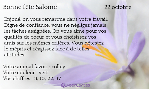 Carte bonne fête Salome