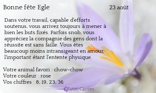 Carte bonne fête Egle