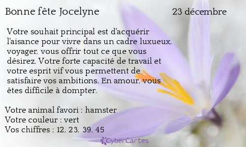 Carte bonne fête Jocelyne