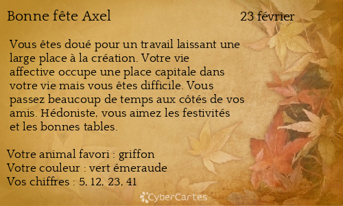 Carte Bonne Fete Axel 23 Fevrier