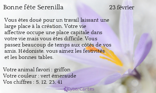 Carte bonne fête Serenilla