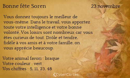 Carte bonne f&ecirc;te Soren