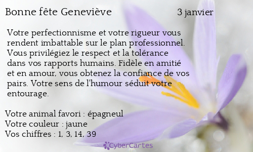 Carte Bonne Fete Genevieve 3 Janvier