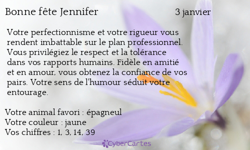 Carte Bonne Fete Jennifer 3 Janvier