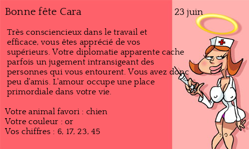 Carte bonne fête Cara
