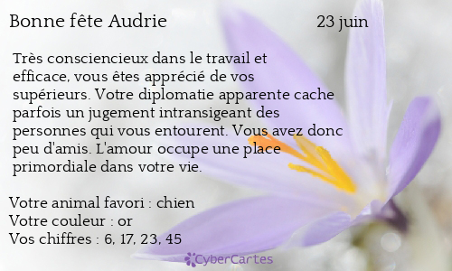 Carte bonne fête Audrie