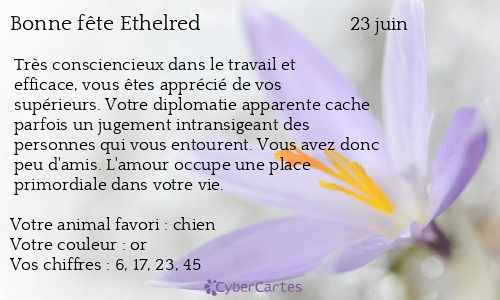 Carte bonne fête Ethelred