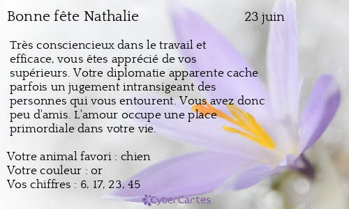 Carte bonne f&ecirc;te Nathalie