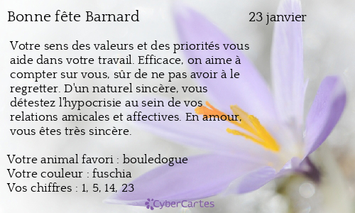 Carte bonne fête Barnard