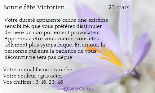 Carte bonne fête Victorien