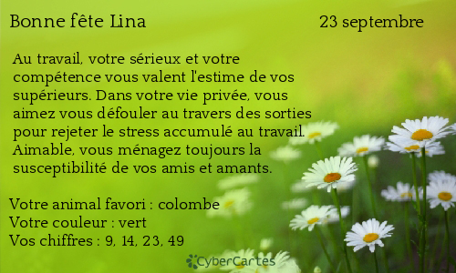 Carte bonne fête Lina