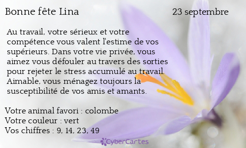 Carte bonne fête Lina