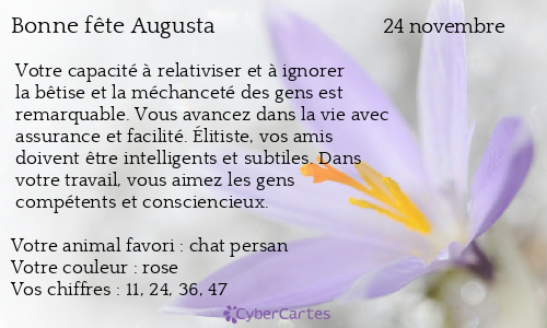 Carte bonne fête Augusta