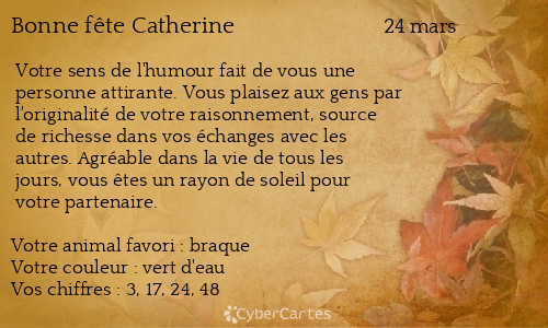 Carte bonne fête Catherine