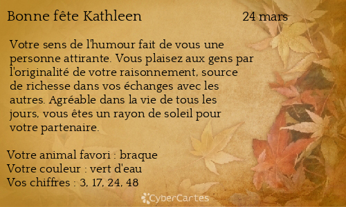 Carte bonne fête Kathleen