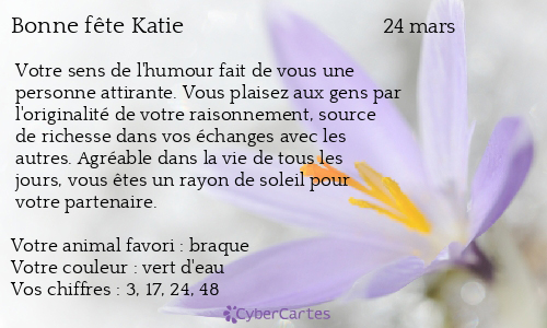 Carte bonne fête Katie