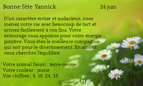 Carte bonne fête Yannick