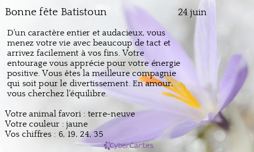 Carte bonne fête Batistoun