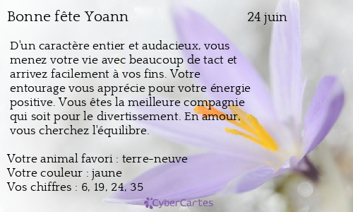 Carte bonne fête Yoann