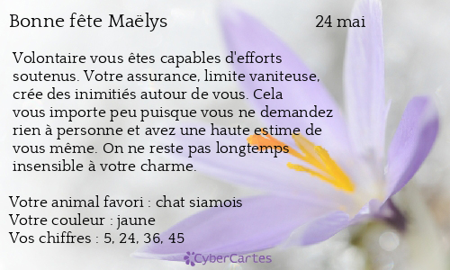 Carte Bonne Fete Maelys 24 Mai